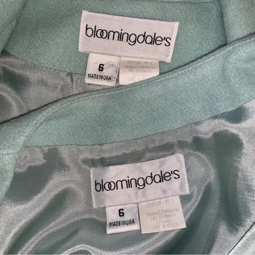 v i n t a g e :: Seafoam Wool Cashmere Longline Blazer Vest Set Bloomingdale’s - Picture 6 of 16